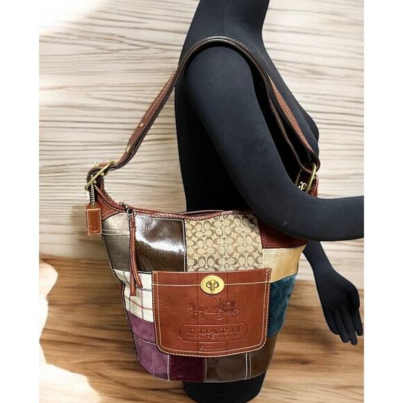 Y2K Coach 11356 Bleecker Holiday Patchwork Duffle & Wristlet - Picture 9 of 16